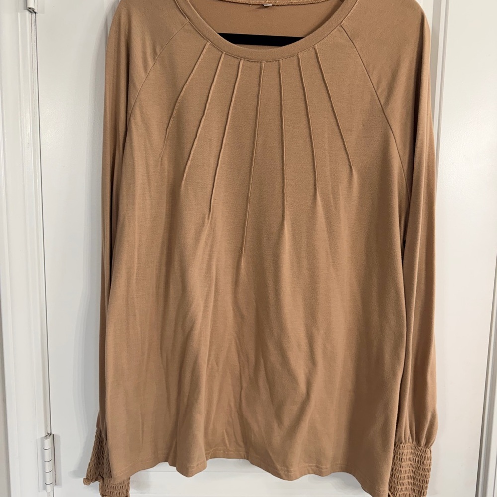 Elegant Tan Long Sleeve Women's Top